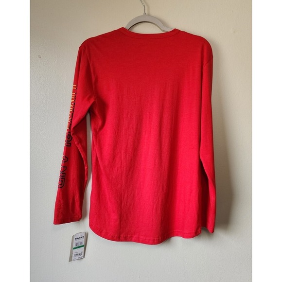 Timberland Graphic Logo Red Long Sleeve Shirt, Size Teen Large 14/16 - Picture 2 of 7